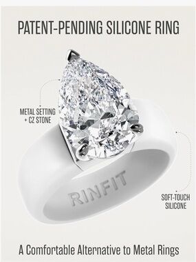 ♥️💖 NEW Silicone HUGE Pear Shaped CZ Stone Engagement Ring Wedding Ring NWOT